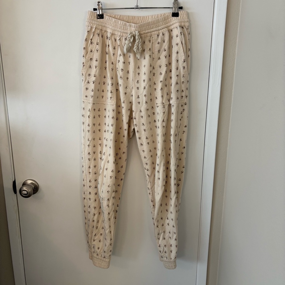 Cleobella Cream Printed Drawstring Joggers with Pockets